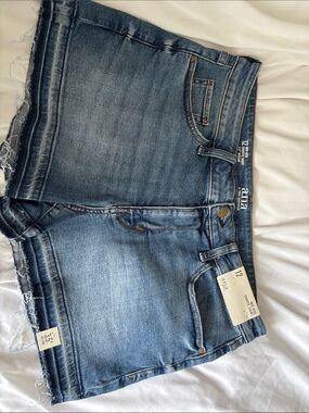 a.n.a Frayed Hem Mid Blue Denim Shorts